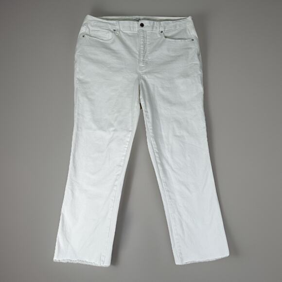Good American Jeans White Good Curve Raw Hem Stretch Denim Women's Size 16 - Picture 1 of 9